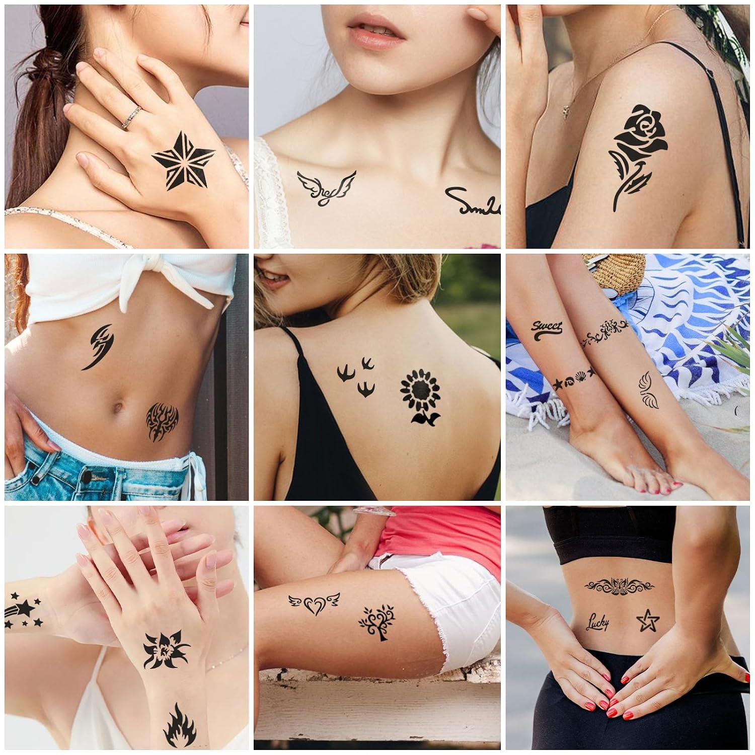 Thumbnail 6 de Henna Schablonen Set – 142 Stück Temporäre Henna Tattoo Schablonen, 4 Größen, DIY Body Art für Frauen, Teens und Kinder