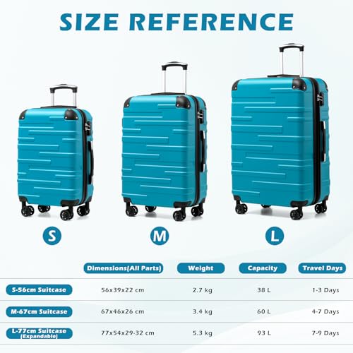 Thumbnail 6 de COOLIFE Medium Suitcase 24 inch (67 cm) ABS Hardshell with TSA Lock