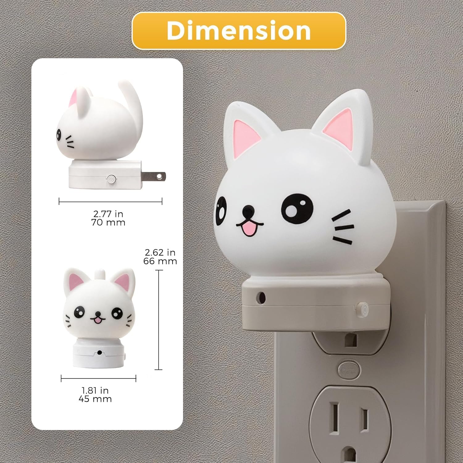 Detalle 1 de L LOHAS LED GY101 Cat Plug-In Night Light with RGB Modes and Dusk-to-Dawn Sensor