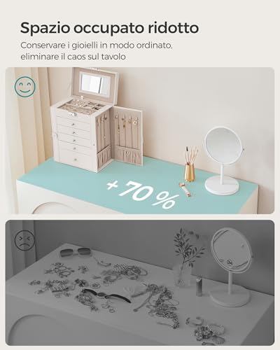 Thumbnail 8 de SONGMICS Scatola Portagioie a 6 livelli con specchio interno e serratura – JBC152W01