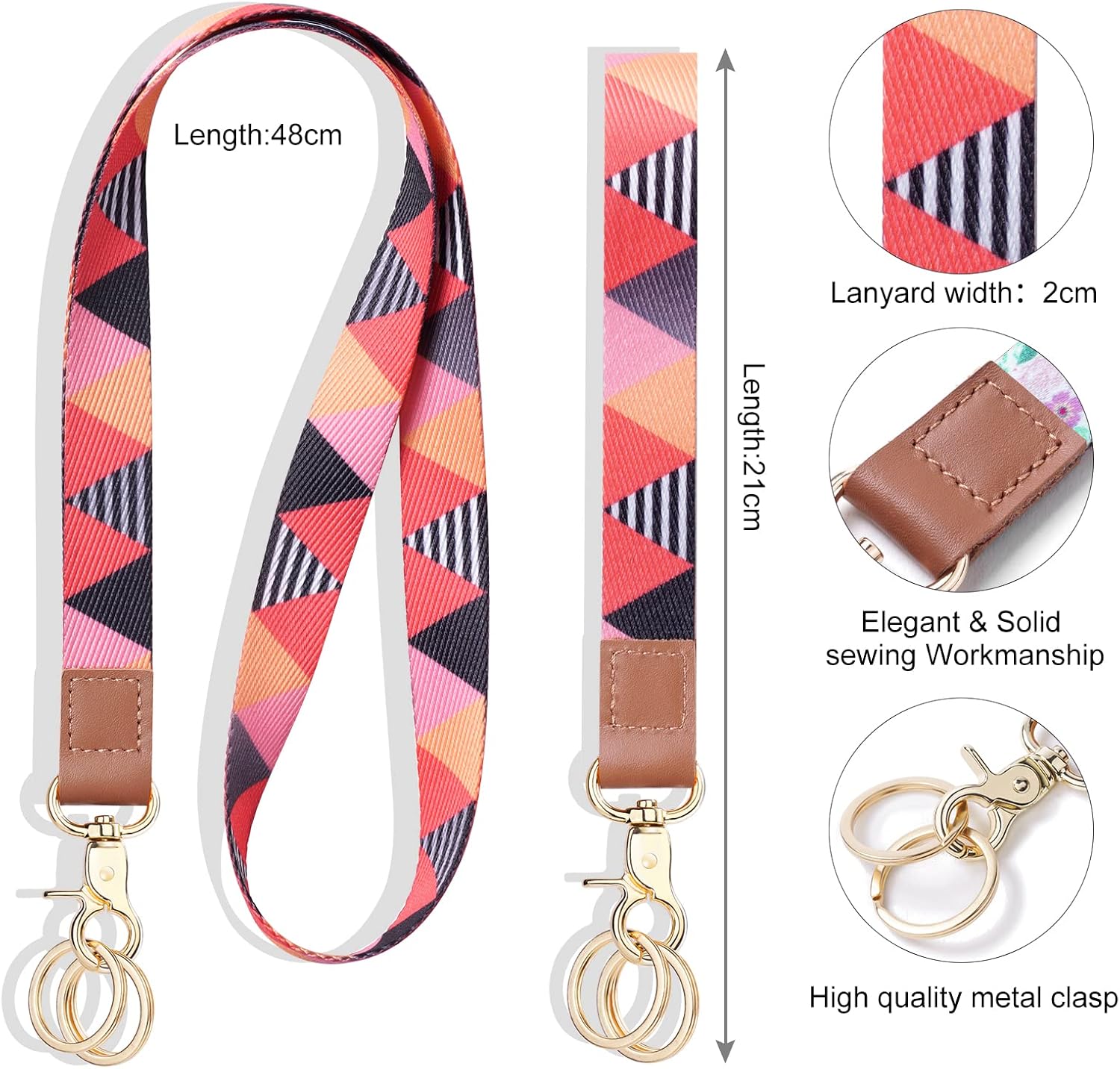Detalle 2 de Vicloon Schlüsselband Set – Doppeltes Lanyard mit Lederenden, zweifarbig bedruckt, im Alltag und bei Veranstaltungen vielseitig nutzbar