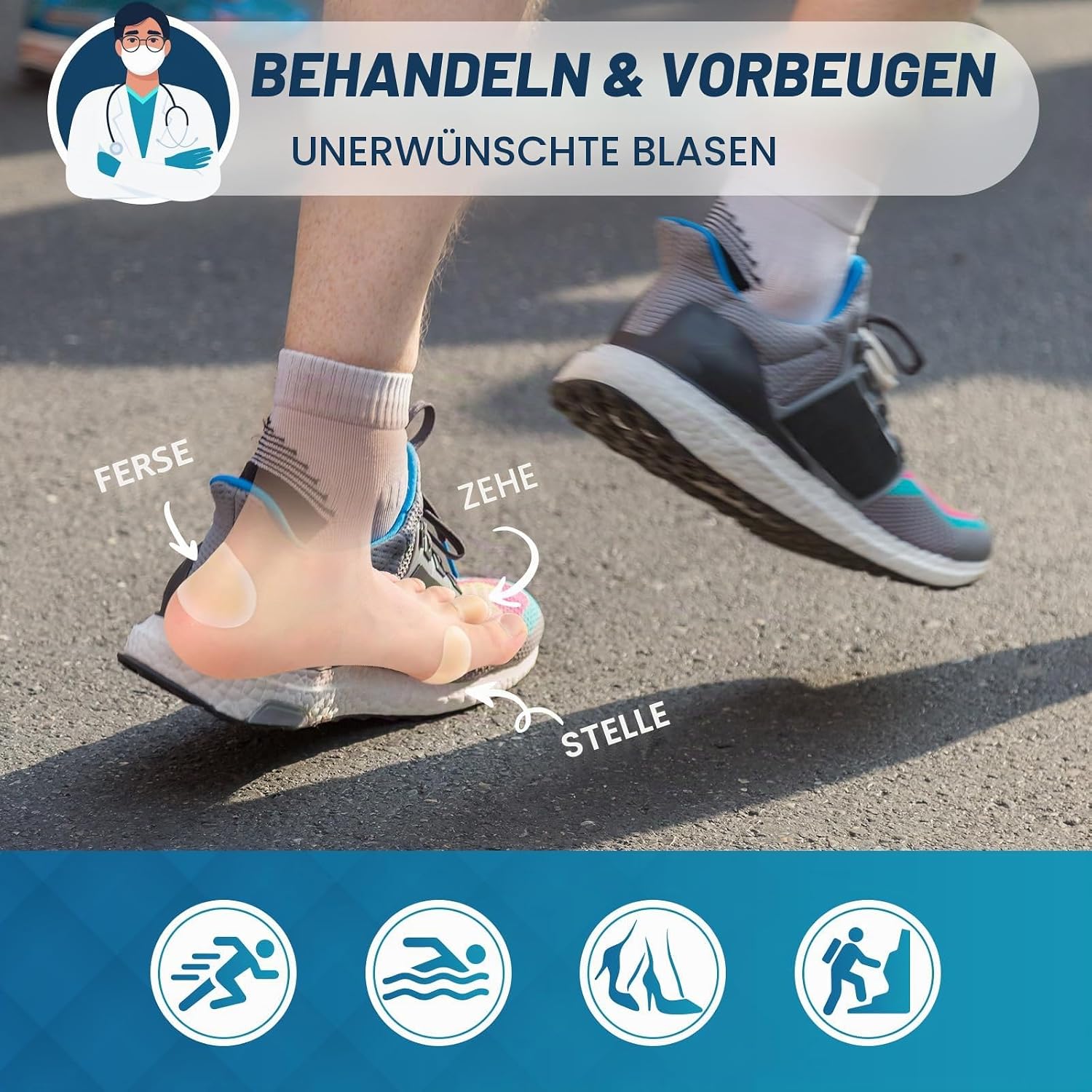 Detalle 1 de Hydrokolloid-Blisterpflaster für Füße – 30 Stück Gel-Blisterpflaster (Variety Pack) von Kimihome