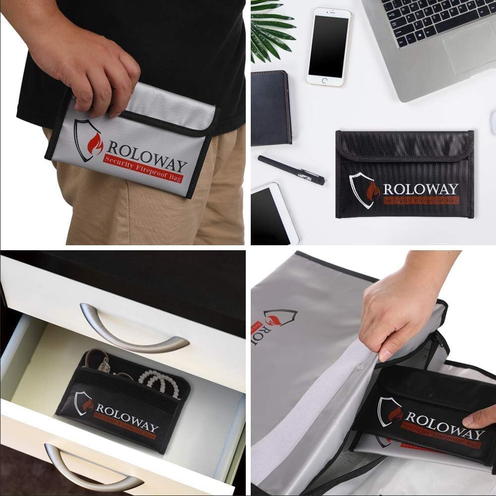 Detalle 2 de SEKAM Kleine Feuerfeste Tasche (2er-Pack) – 12,7 x 20,3 cm, Feuerbeständig & wasserdicht, ideal für Reisepass, Bargeld & Wertsachen