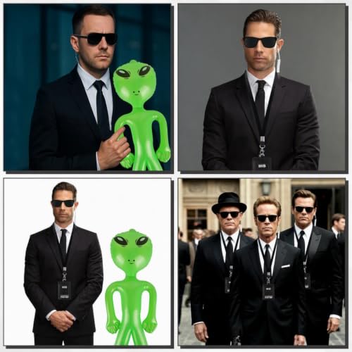 Thumbnail 5 de Zidoley Agent Costume Accessories 6-Piece Spy Set with Tie and Inflatable Alien