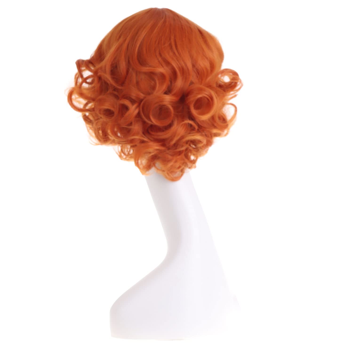 Detalle de MAGQOO MG0138 Dark Orange Wig with Bangs, 12-Inch Curly Synthetic Hair