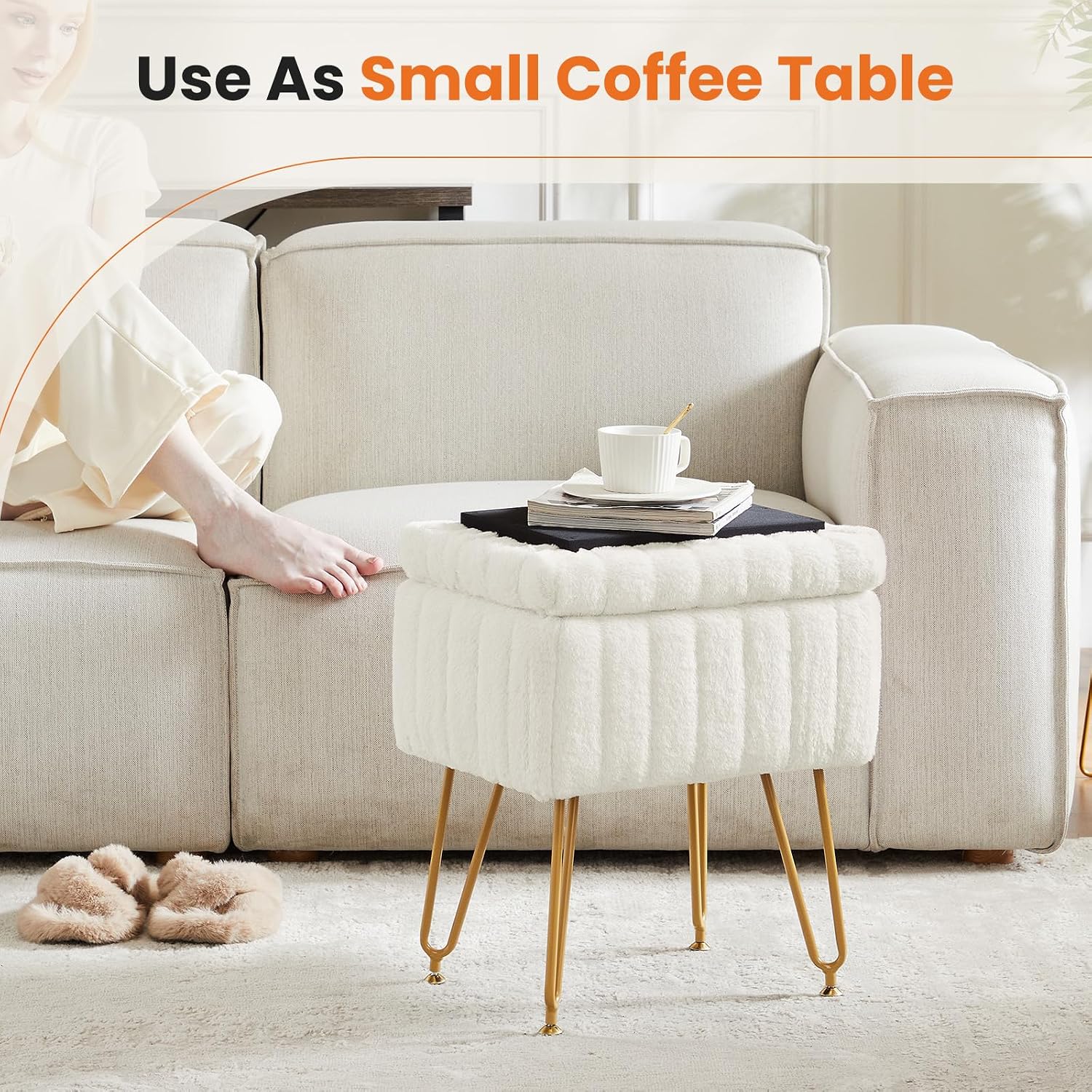Detalle 1 de Sweetcrispy Vanity Stool in Faux Fur