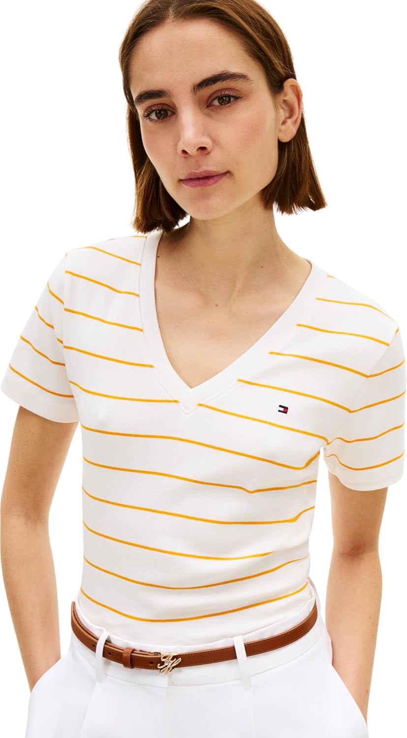 Thumbnail 5 de Tommy Hilfiger T-Shirt Manches Courtes Femme New Slim Cody V-Neck Col en V