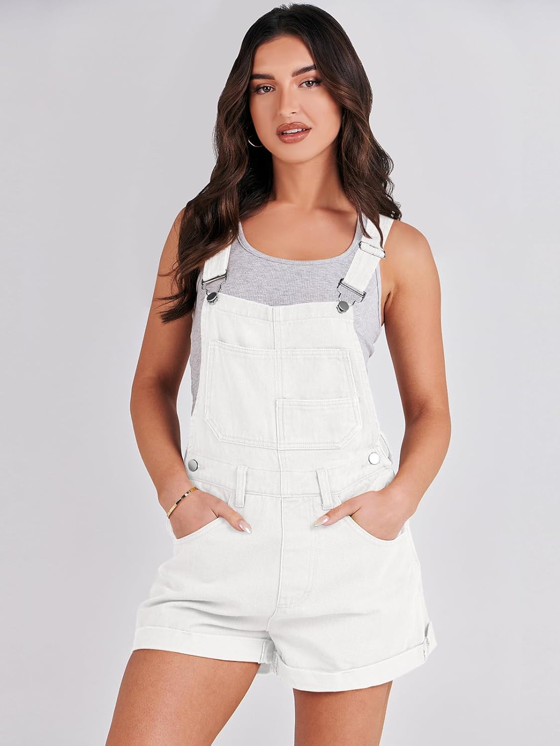 Thumbnail 4 de ANRABESS Women's Denim Short Overalls (2026 Summer) – Loose Fit Romper Jumpsuit