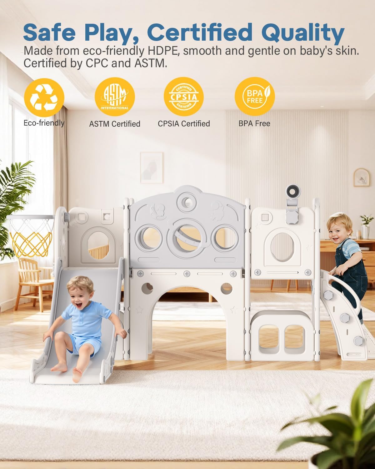 Thumbnail 2 de Babytronic Toddler Slide Set (8 in 1) with Climber, Basketball Hoop & Tunnel for Ages 1–3