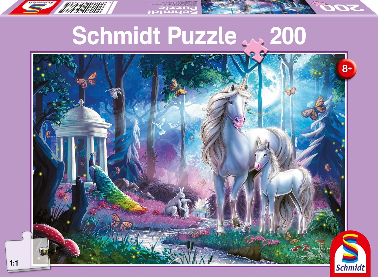 Detalle de Kinderpuzzle Einhornstute mit Fohlen 200 Teile
