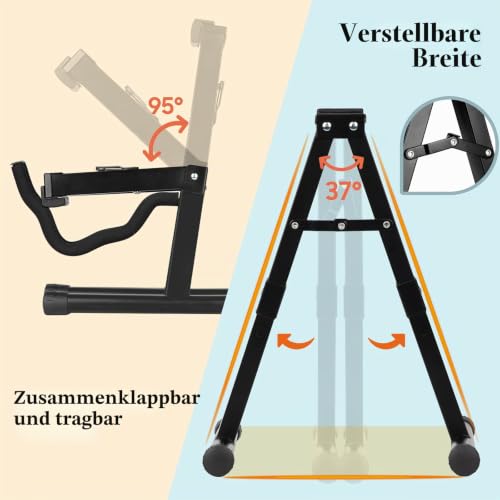 Detalle de CAHAYA Gitarrenständer A-Frame Faltbar Stabil – universal aus Metall für Gitarre, Bass, Ukulele