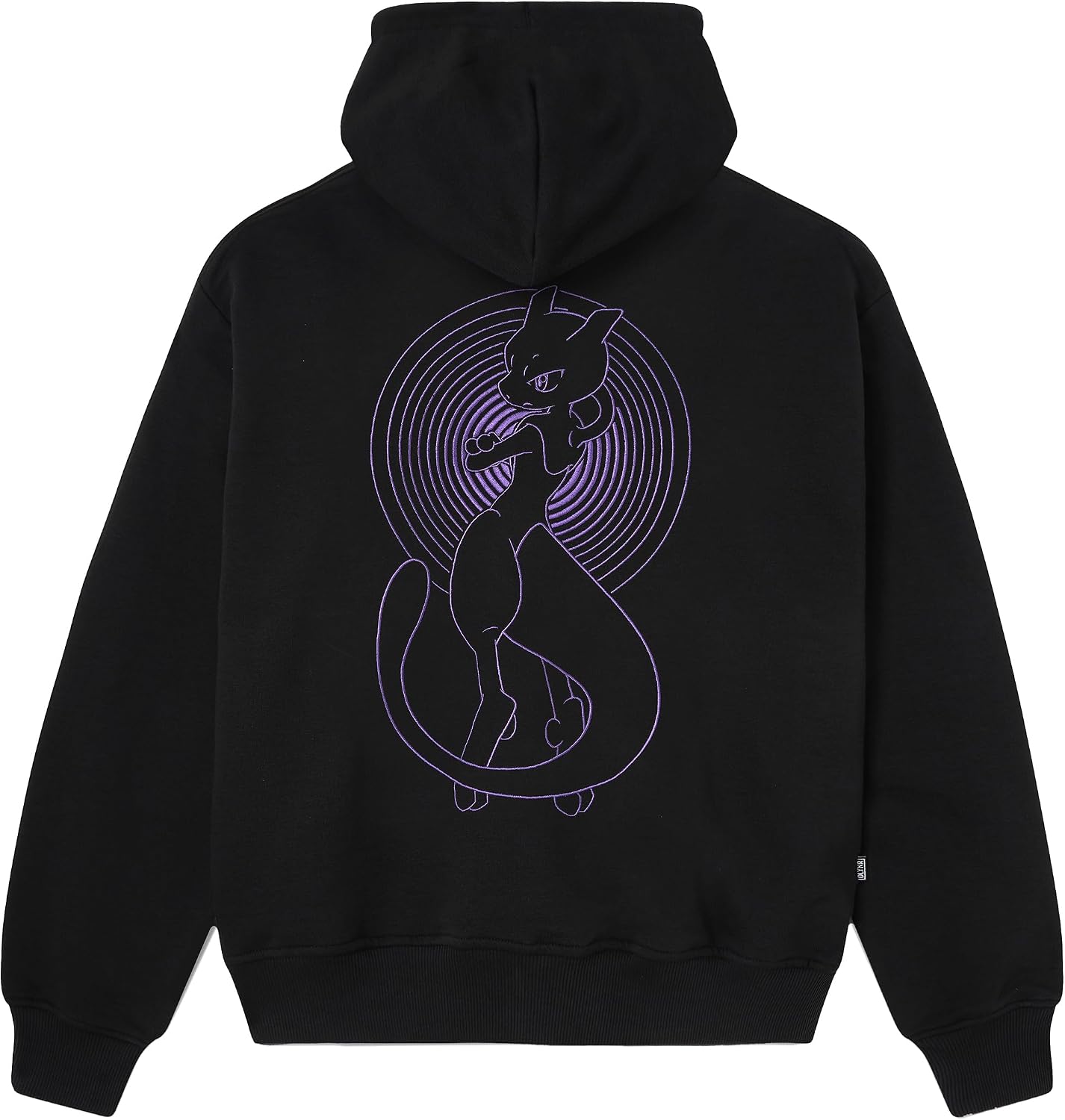 Detalle de Dolly Noire Pokémon Felpa MewTwo, Nero - Unisex, Cotone felpa con ricami – Collezione ufficiale