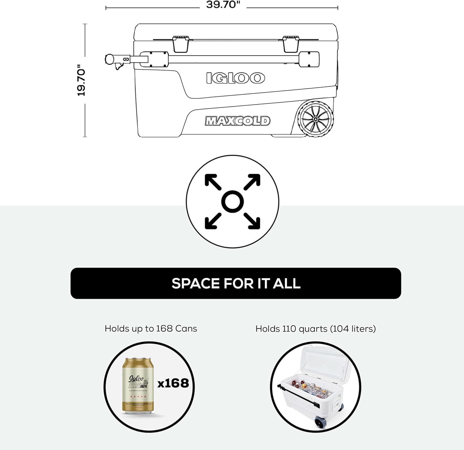 Thumbnail 5 de IGLOO Glide 110: Frigorifero cerniera, ruote e 104 L in bianco