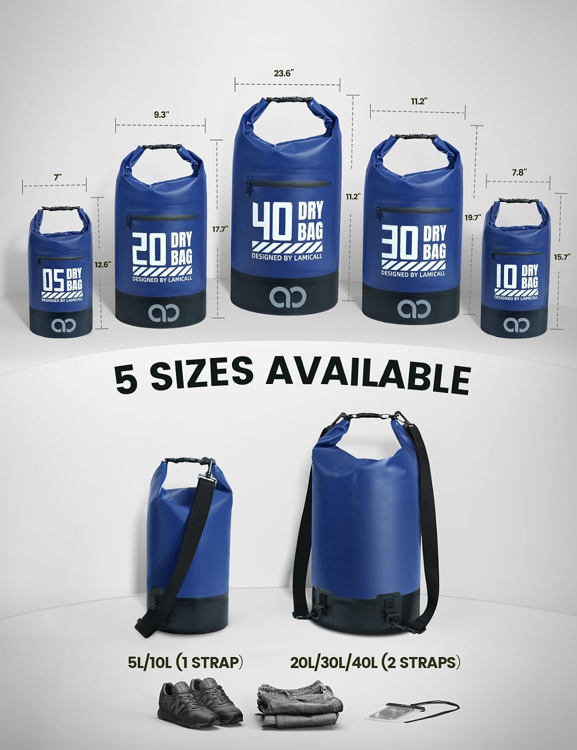 Detalle 2 de Lamicall Dry Bag Waterproof Bag 10L – Robust & Anti-Scratch Blue