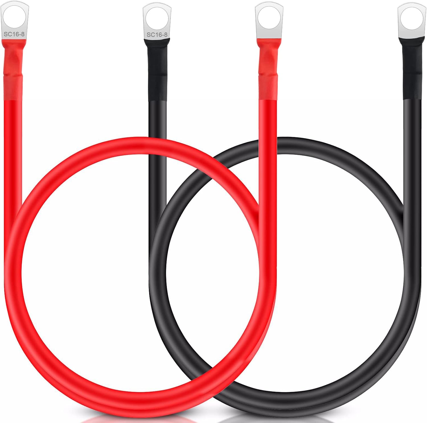 Detalle de JatilEr 2 x 12V Battery Cables (5AWG/16mm²), 50cm with M8 ring terminals