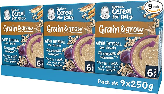 Detalle de Gerber Avena Integral con Ciruela - Papilla para Bebés 9x250g