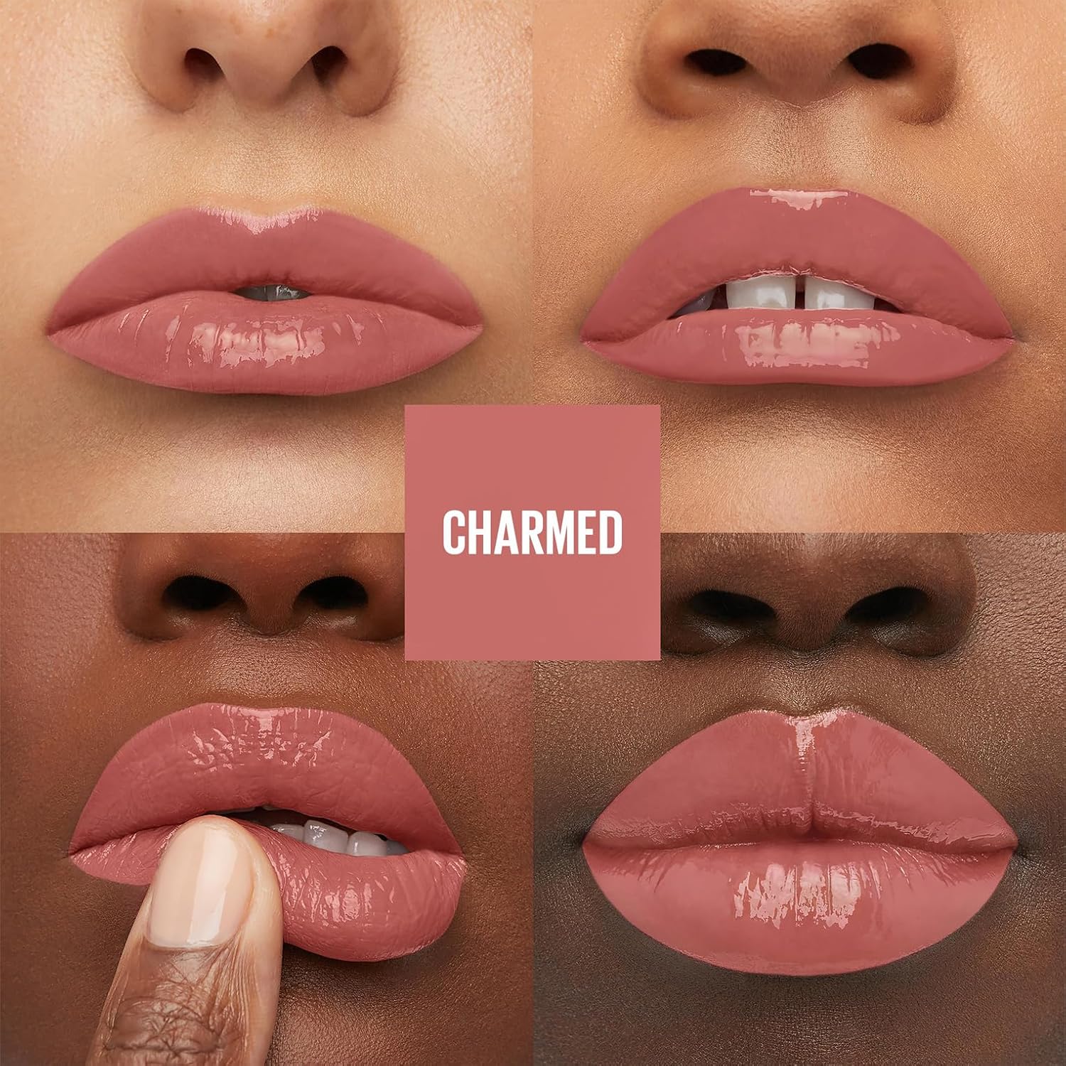 Detalle de Maybelline New York Super Stay Vinyl Ink flüssiger Lippenstift Nr. 100 Charmed (4,2 ml) – glänzendes Finish mit bis zu 16 Stunden Halt