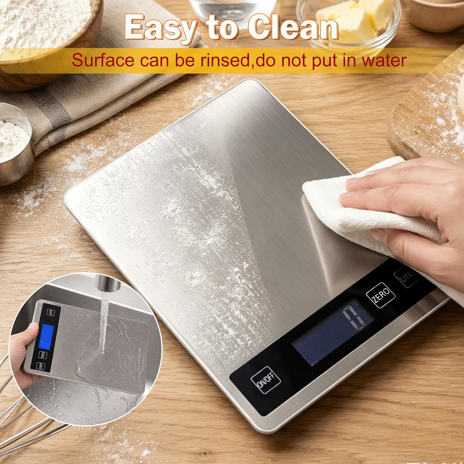Thumbnail 6 de Deweywei XDZC-001 Digital Kitchen Scale, 33 lb, Stainless Steel, USB Charging