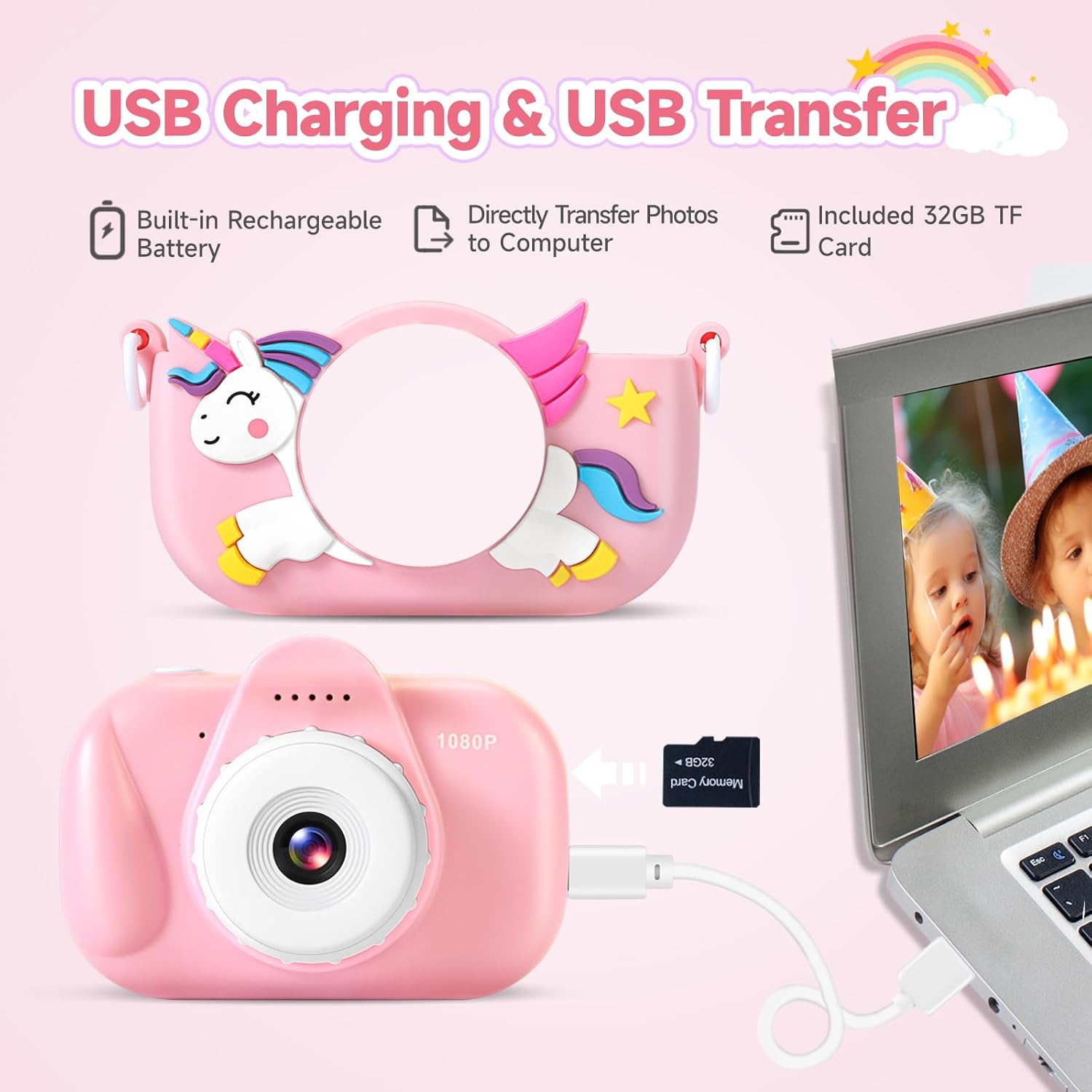 Thumbnail 4 de ZUODUN Kids Camera 1080P with 32GB SD Card