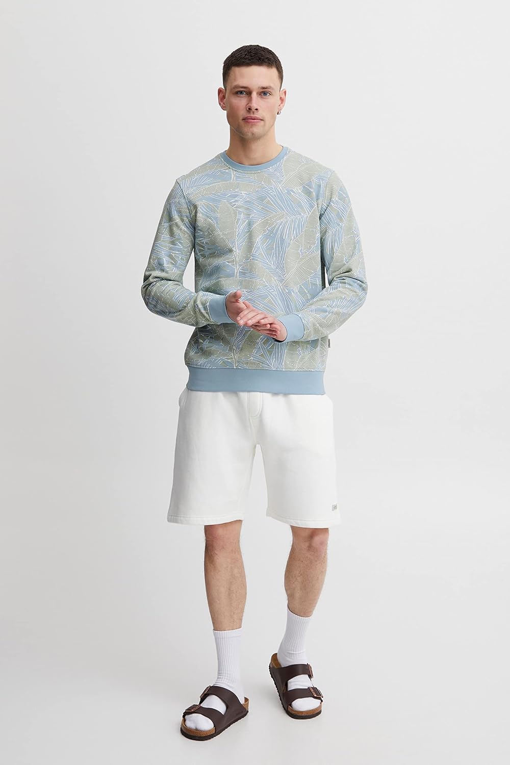 Detalle 2 de Blend Herren Sweatshirt Pullover 20715350 mit Rundhalsausschnitt und Blumen-Allover-Print