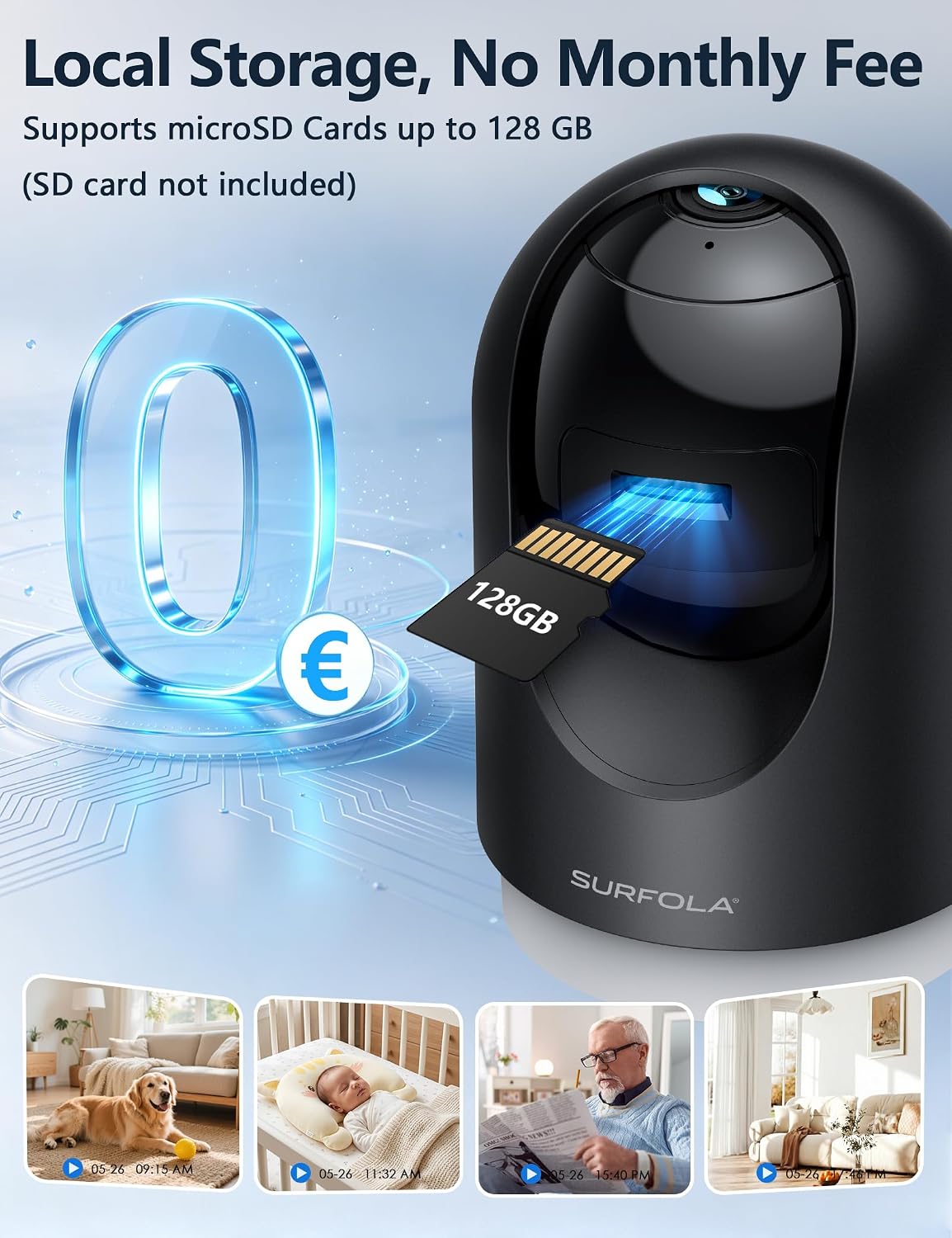 Detalle 2 de Surfola WS03 2K Indoor Camera with 355° Pan, 60° Tilt and Night Vision