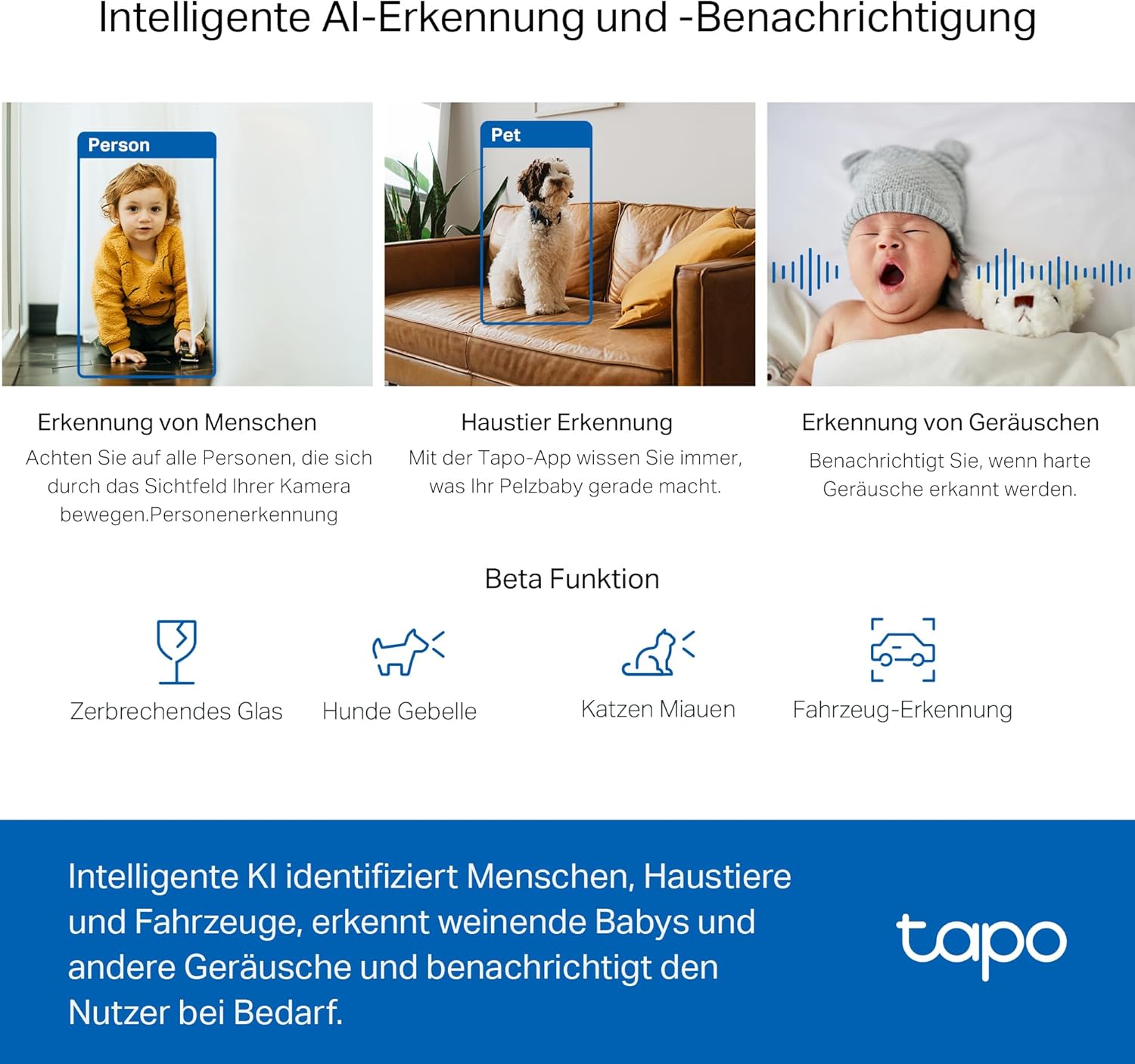 Detalle 2 de Tapo C220: 2K 4MP Innen-Überwachungskamera mit 360°-Panorama, Nachtsicht bis 10 m und Sprachsteuerung