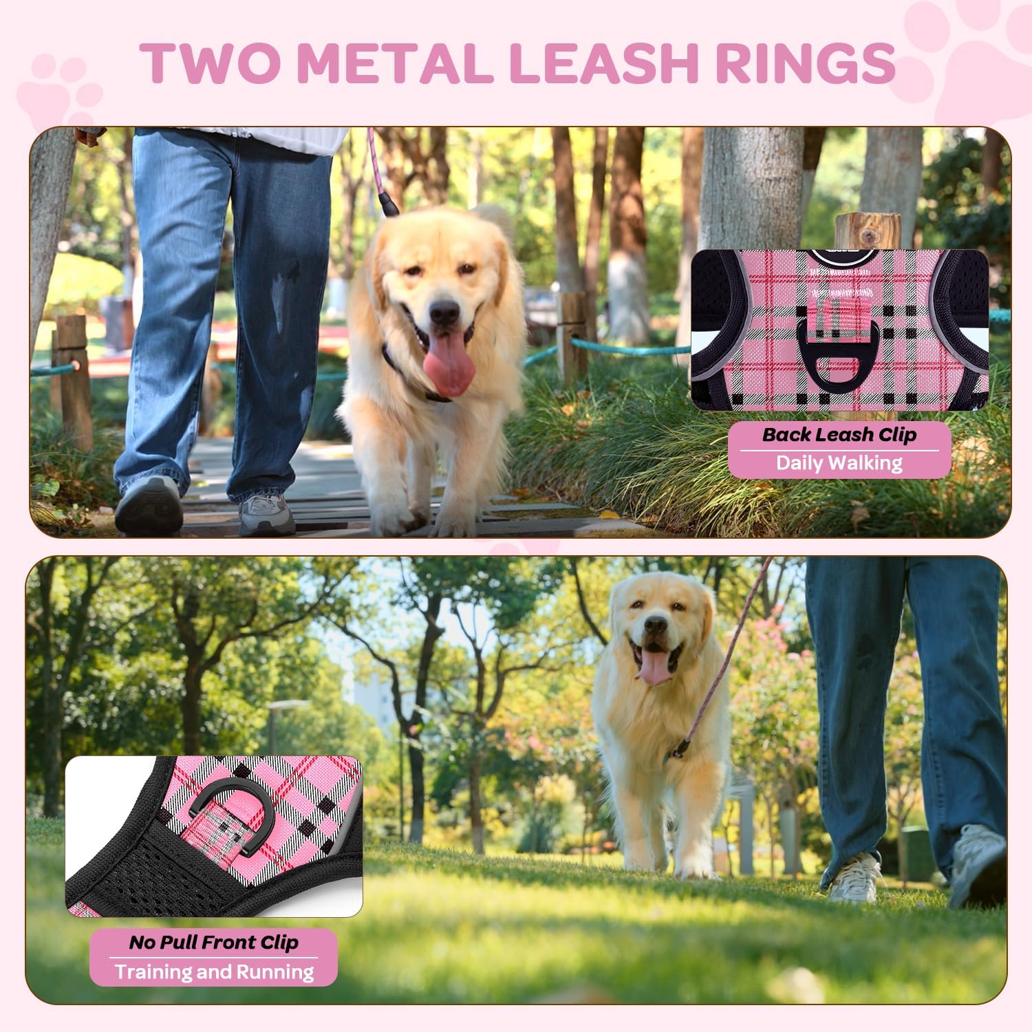 Detalle de FURRYFECTION XL Anti-Pull Dog Harness for Large Dogs: Reflective, Dual Handles and Front/Back Leash Clips