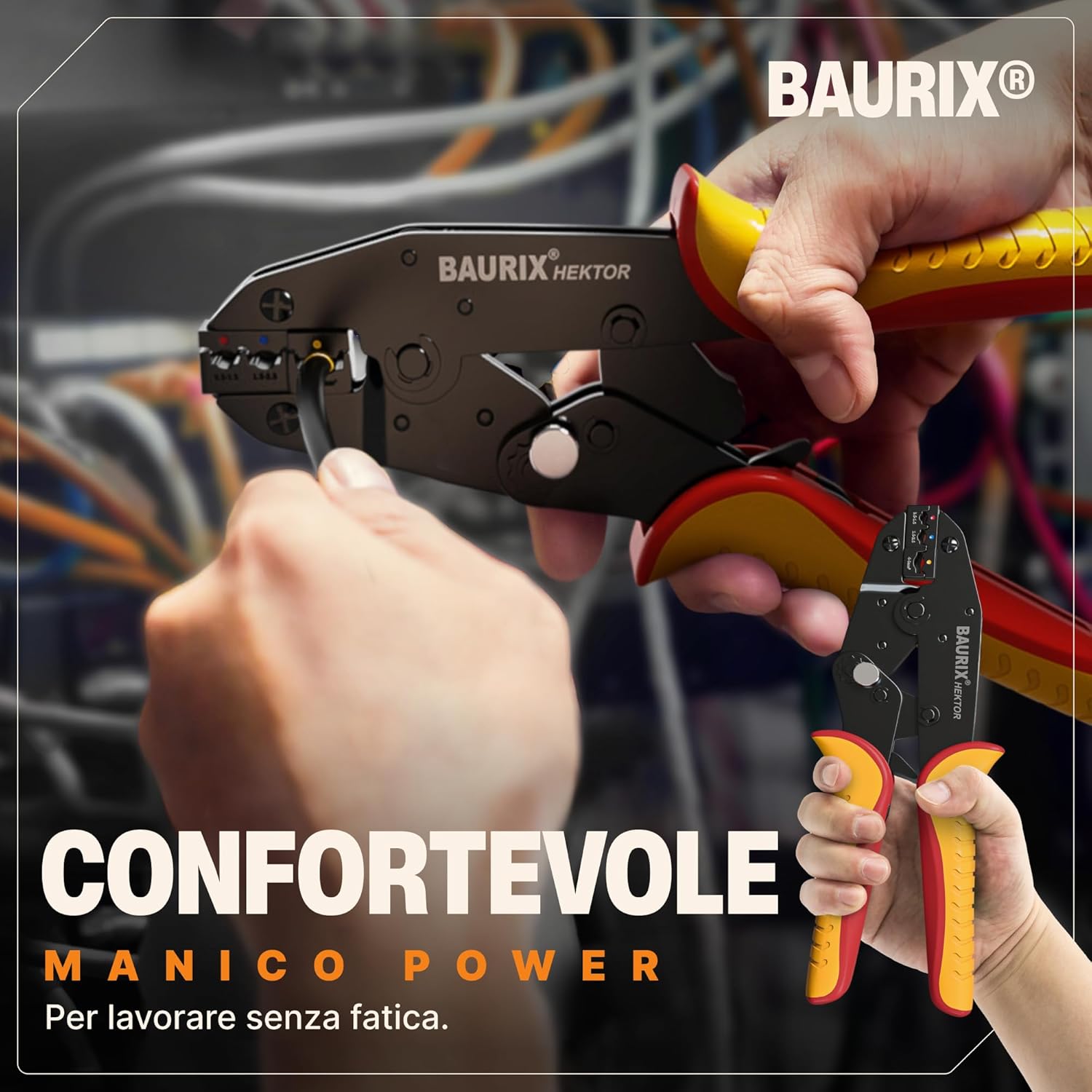 Thumbnail 3 de BAURIX Pinza Crimpatrice per capicorda 0,50–6 mm² – affidabile ed ergonomica