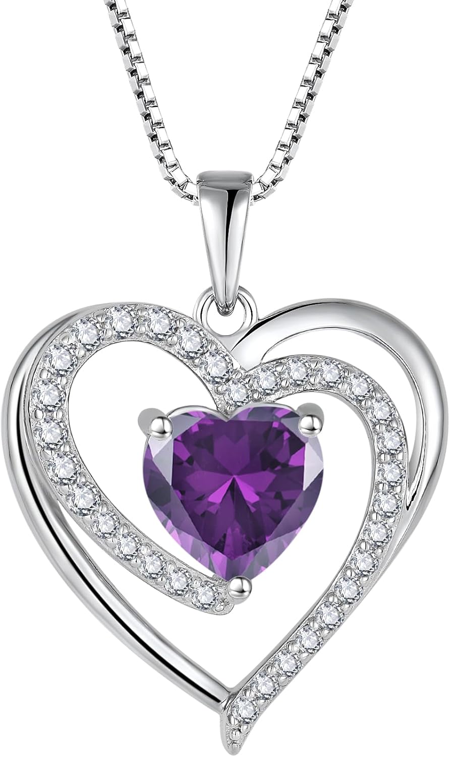 Thumbnail 6 de FJ Herz Kette Damen aus 925 Sterling Silber mit Geburtsstein & Anhänger