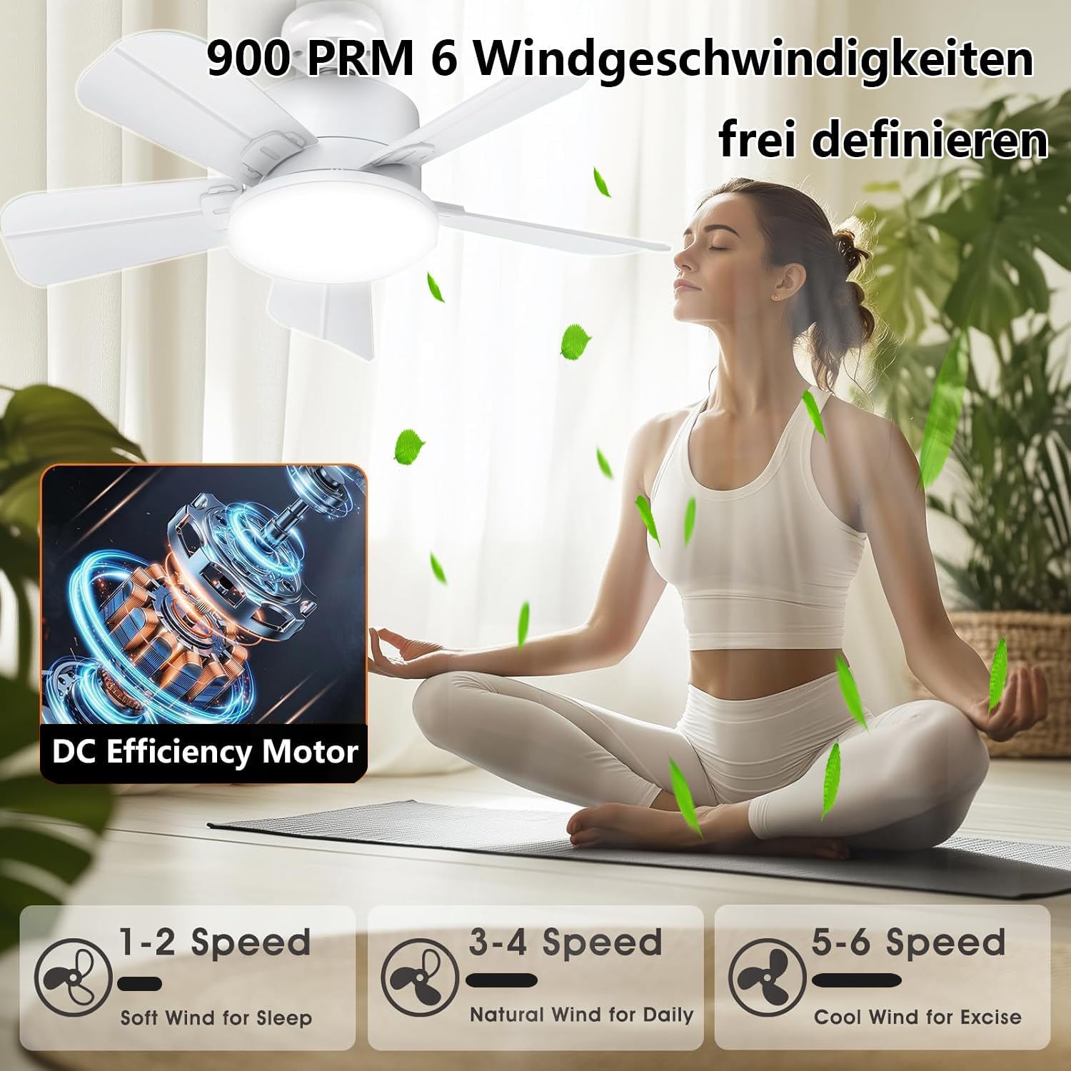 Thumbnail 2 de Ceiling Fan with Lights and Remote (E27/B22) – 2000LM 3CCT Dimmable LED, 6-Speed Reversible