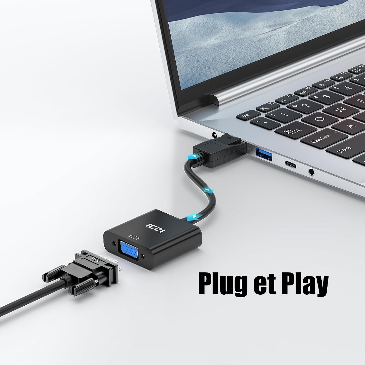 Detalle 2 de ICZI Adaptateur DisplayPort vers VGA 1080p