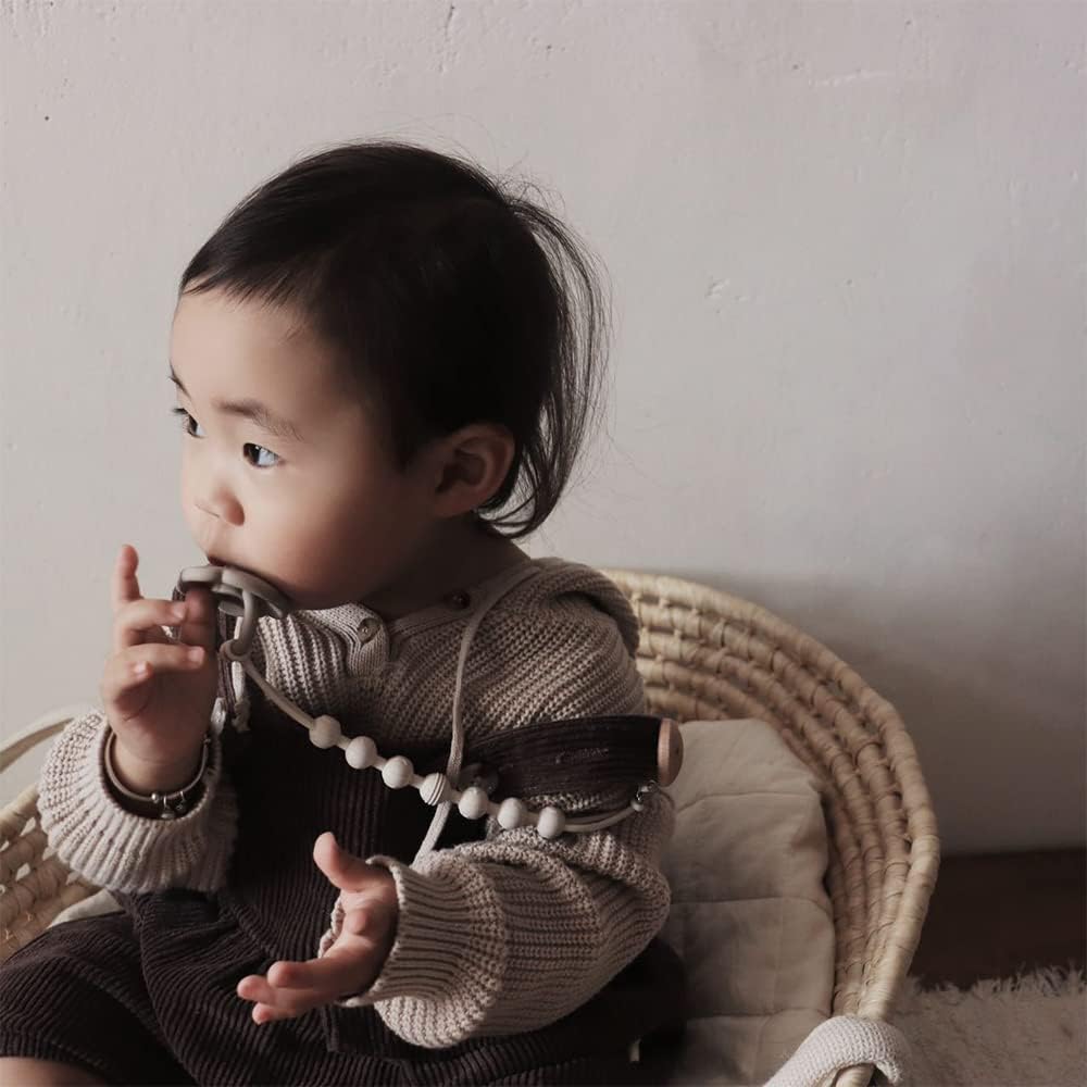 Thumbnail 6 de Dummy Clip, 2 Pack Silicone Pacifier Clips with Wooden Design (White)