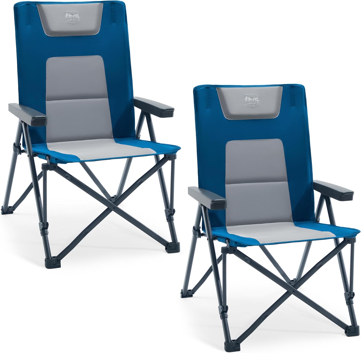 Detalle de TIMBER RIDGE Campingstuhl Faltbar – belastbar bis 260 kg, verstellbare Rückenlehne, gepolstert, inkl. Tragetasche