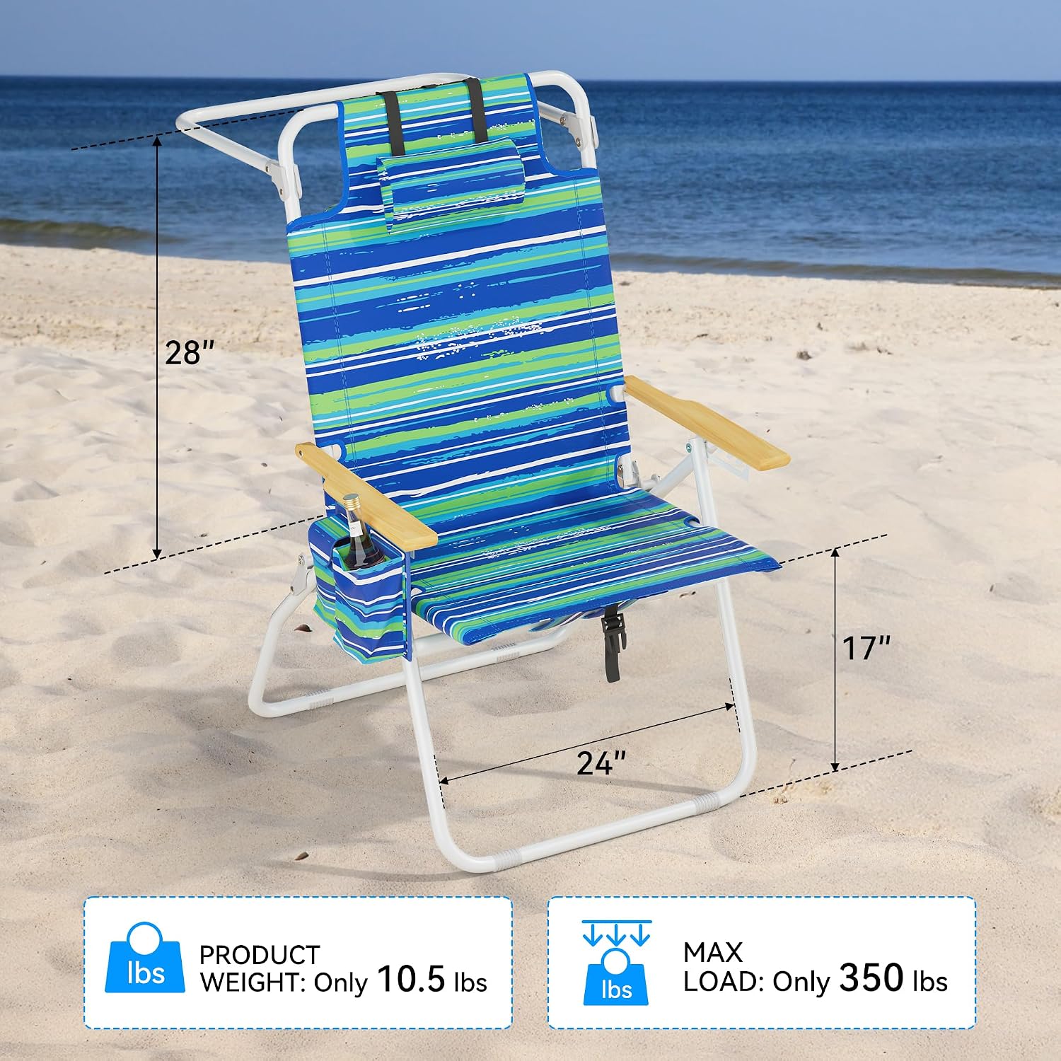 Detalle de Yestomo 17" High Beach Chair