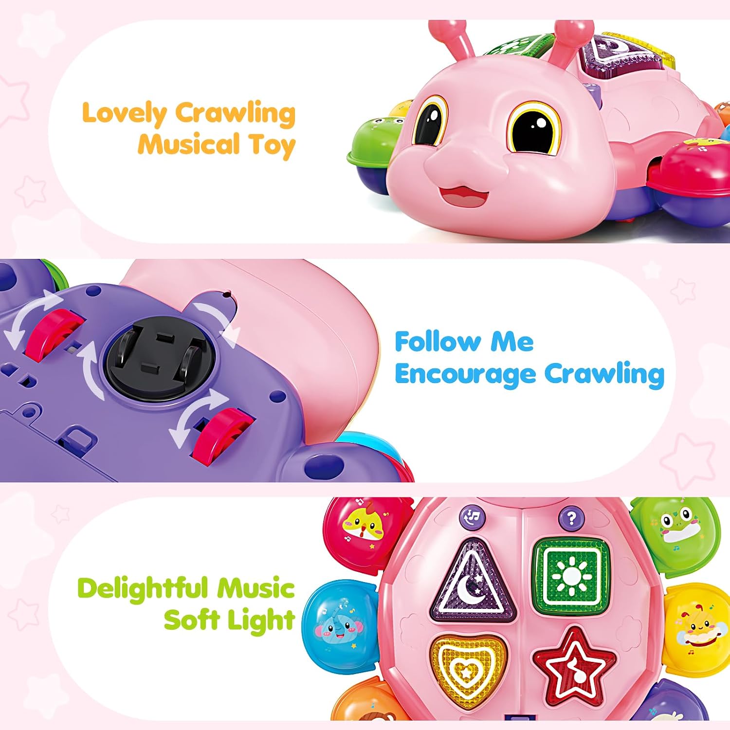 Detalle 2 de Musical Crawling Baby Toy, Pink