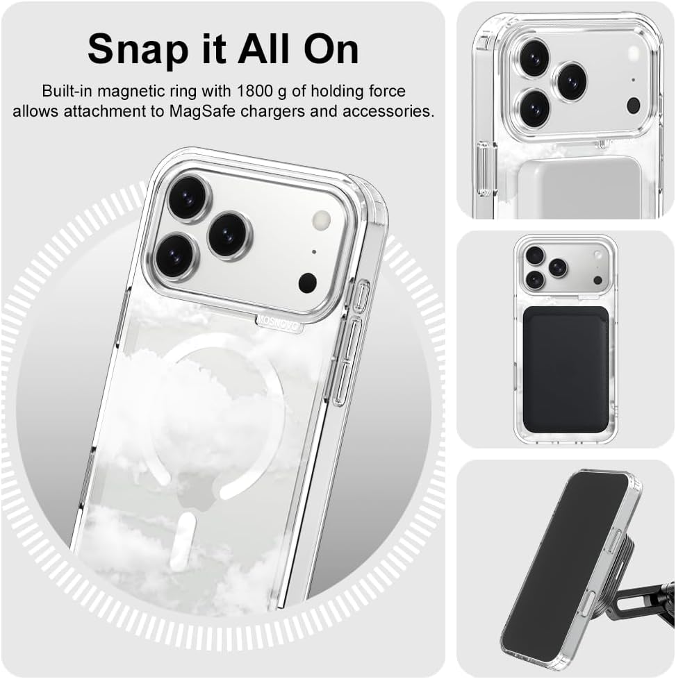 Thumbnail 6 de MOSNOVO Case for iPhone 17 Pro Max — Clear with Cloud Design, MagSafe Compatible