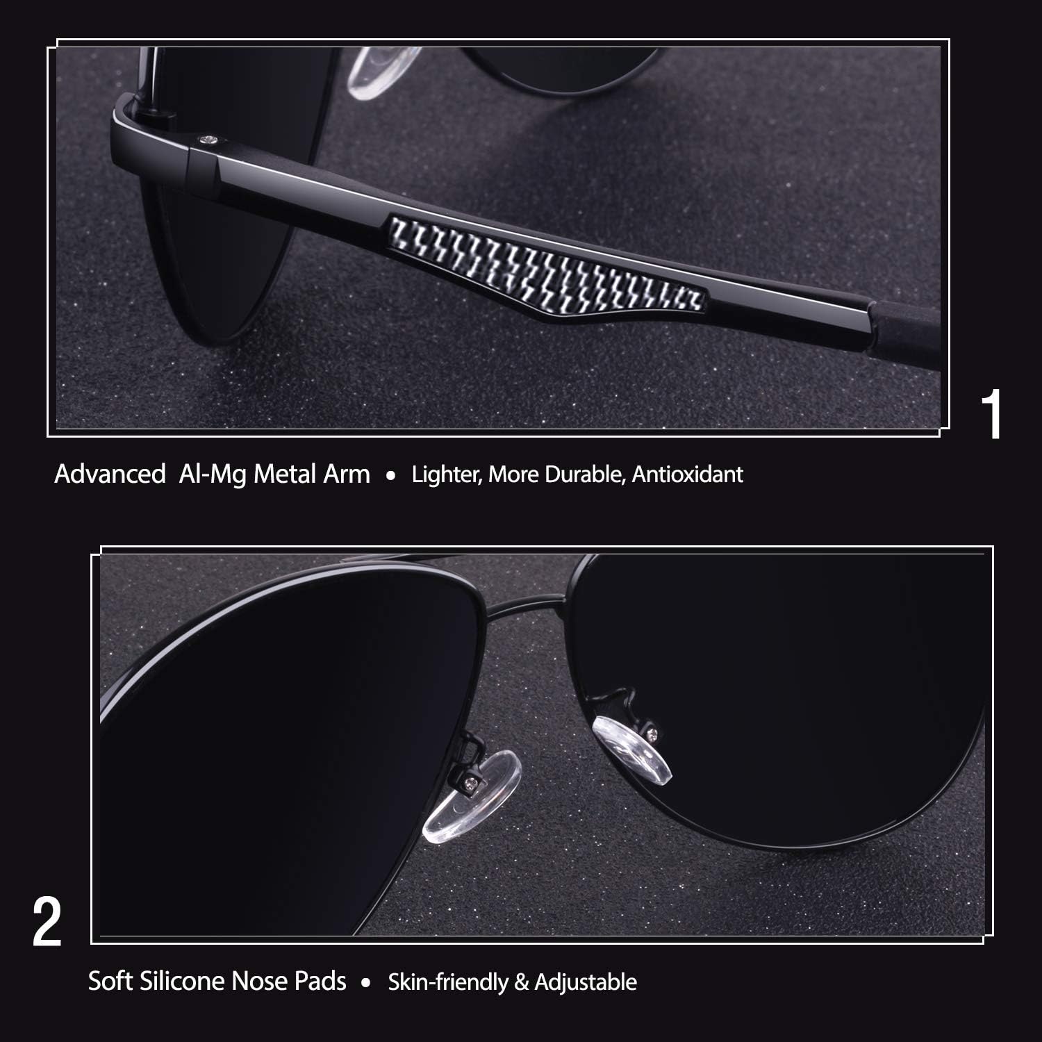 Detalle de GQUEEN Pilotenbrille für Herren & Damen, polarisiert mit UV400-Schutz (MOS1)