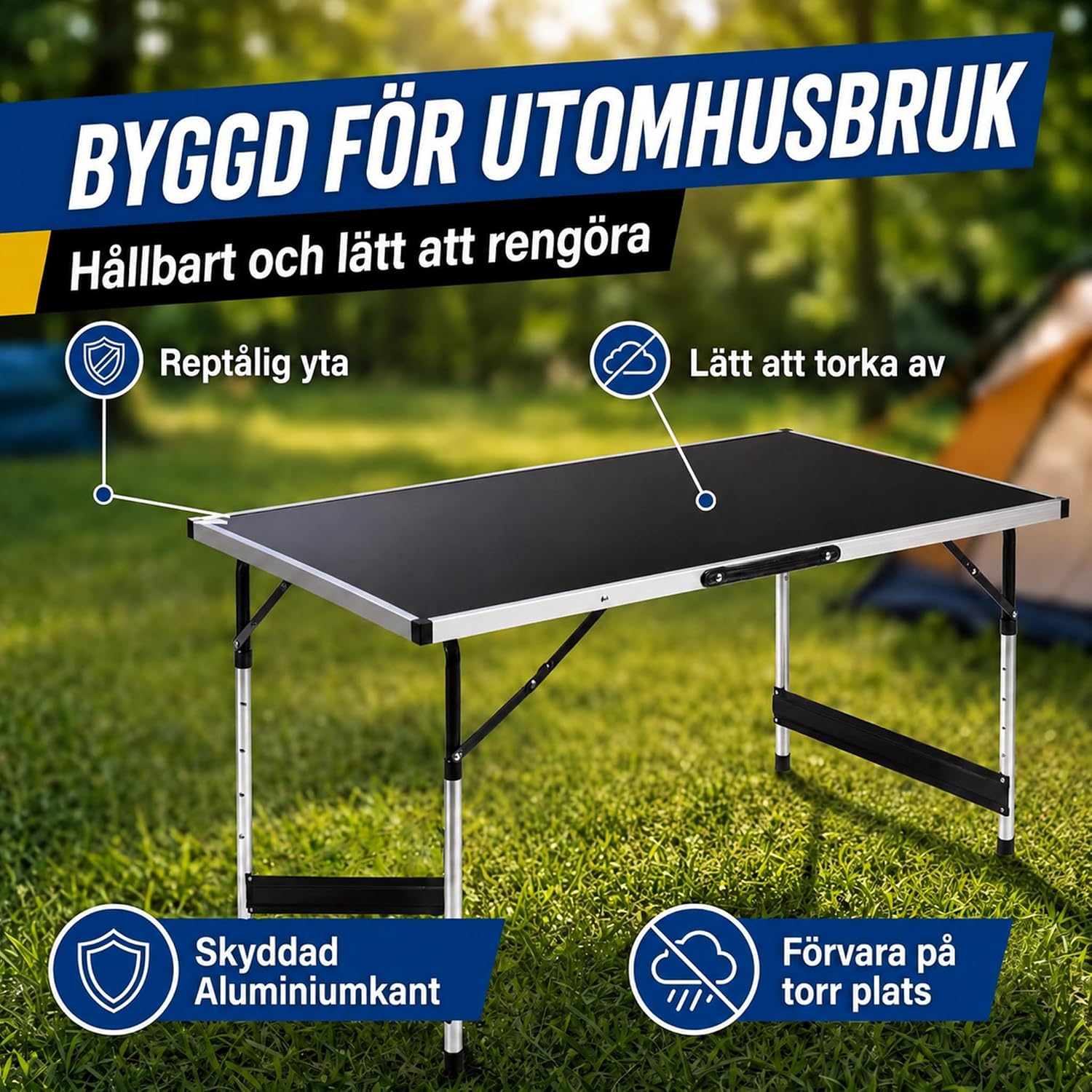 Thumbnail 5 de GOODS+GADGETS 3169011 hopfällbart bord, 100 × 60 cm med fyra höjdlägen
