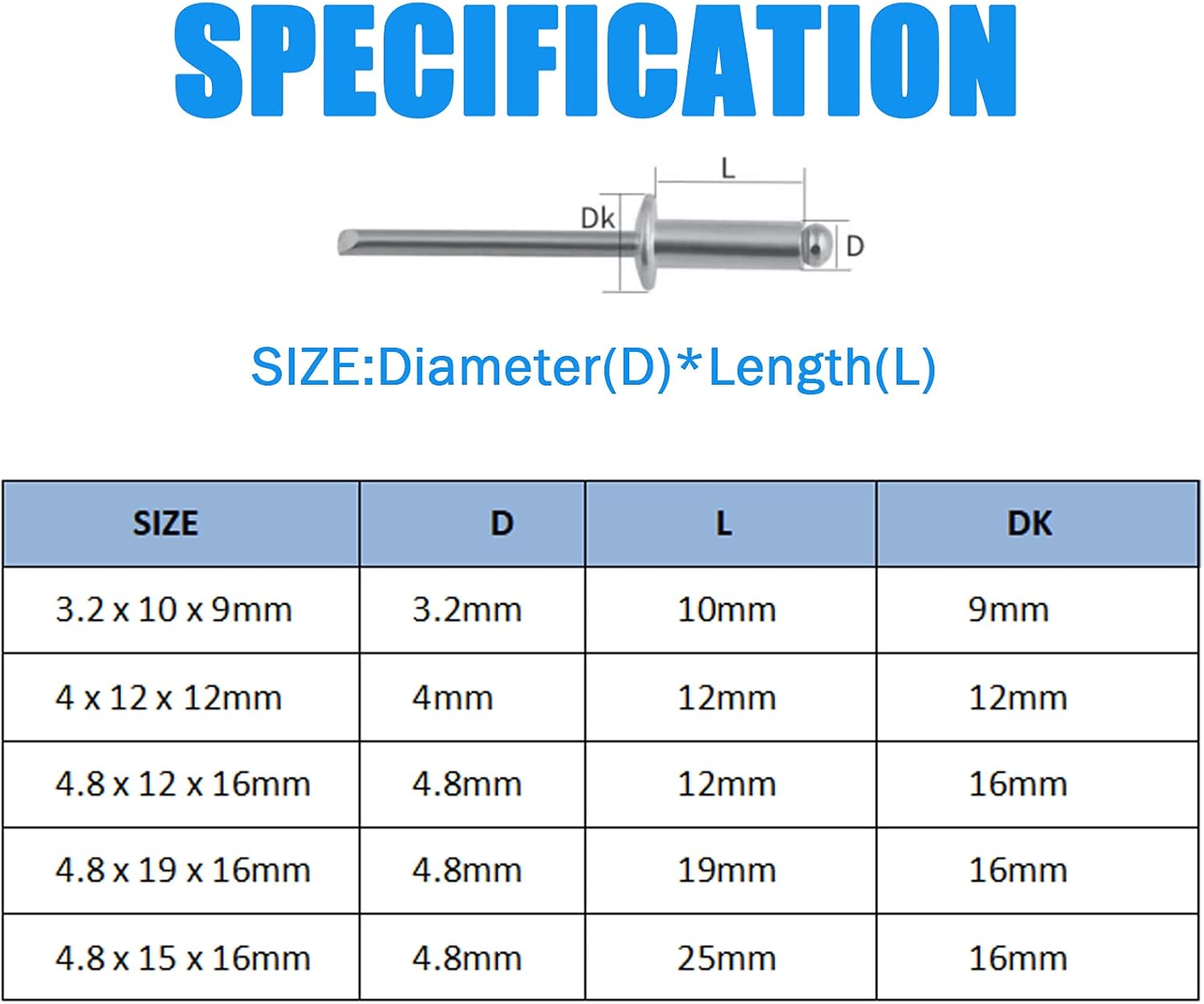 Detalle de BESTYCHAO Aluminium Blindnieten Set 120 Stück