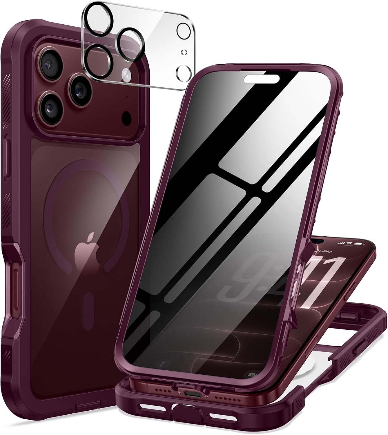 Detalle de seacosmo IP18PMIP17PM Case for iPhone 17 Pro Max, Burgundy Privacy Glass