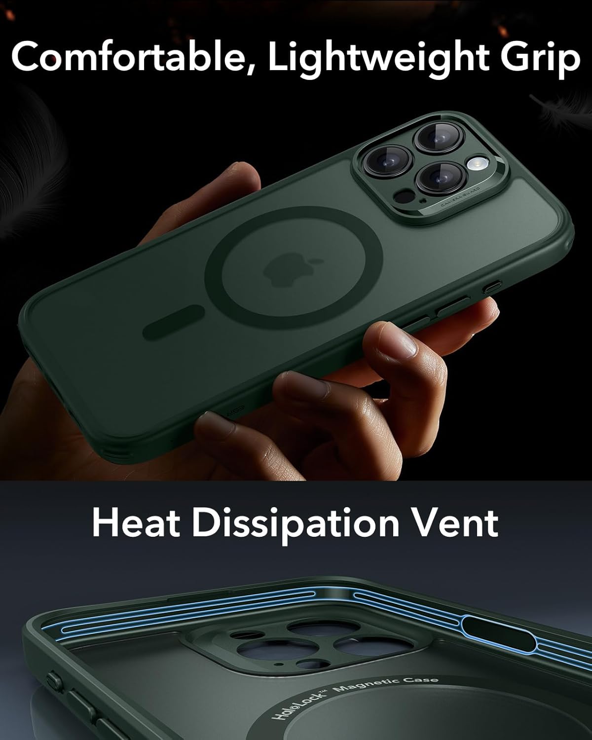 Thumbnail 5 de Coque ESR pour iPhone 16 Pro Max mate translucide avec verre trempé et MagSafe – Vert givré