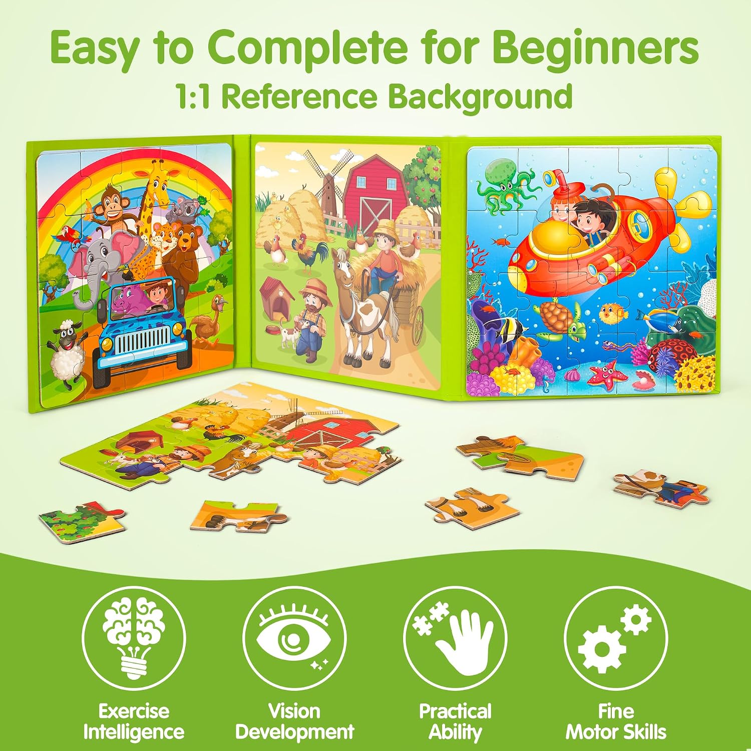 Detalle de SYNARRY Magnetic Puzzles for Kids aged 3-5: 20-Piece Animal Scenes Magnetic Puzzles for Travel