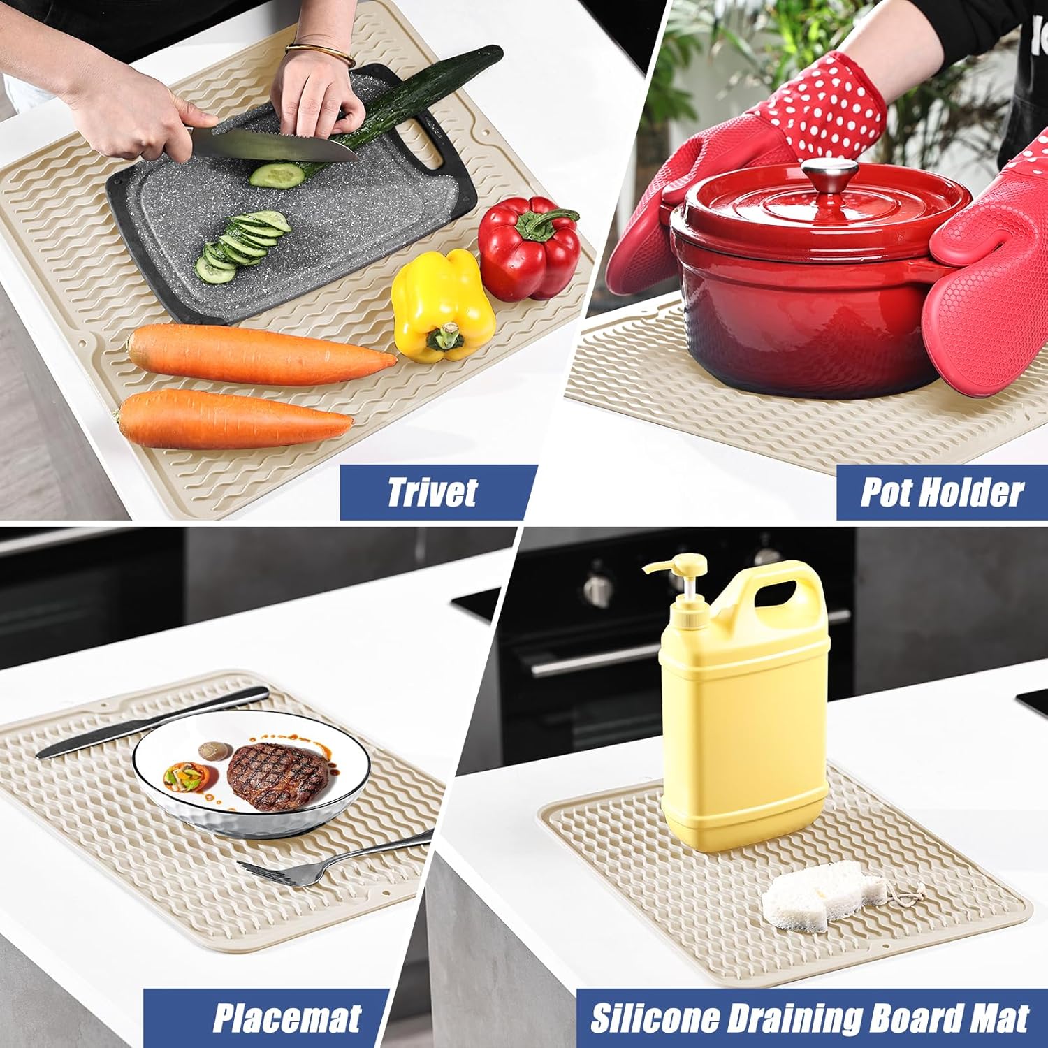 Thumbnail 6 de KitchenRaku tappetino scolapiatti in silicone 40x60 cm, antiscivolo e resistente al calore
