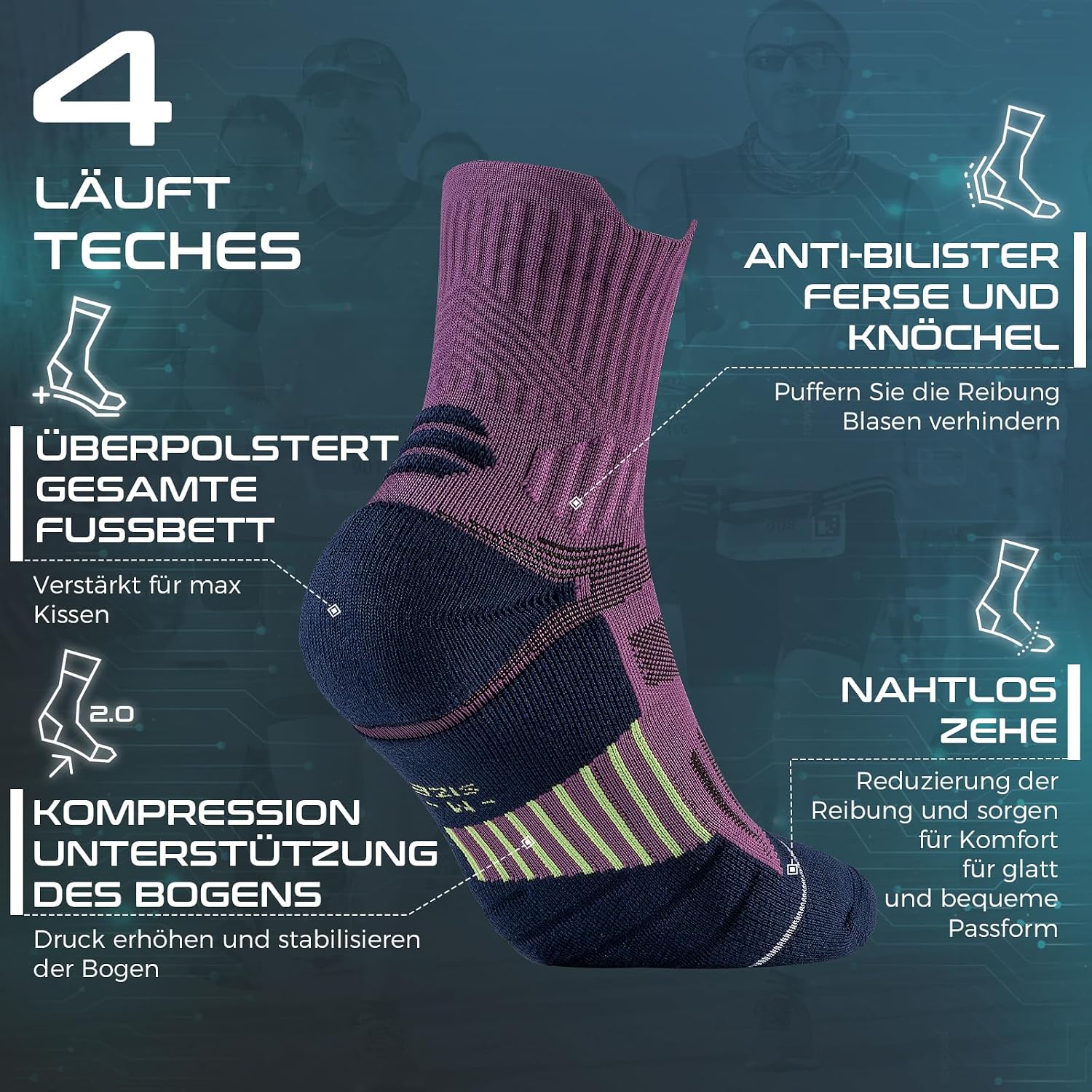 Thumbnail 3 de Rahhint Coolmax Wandersocken 3 Paar Quarter