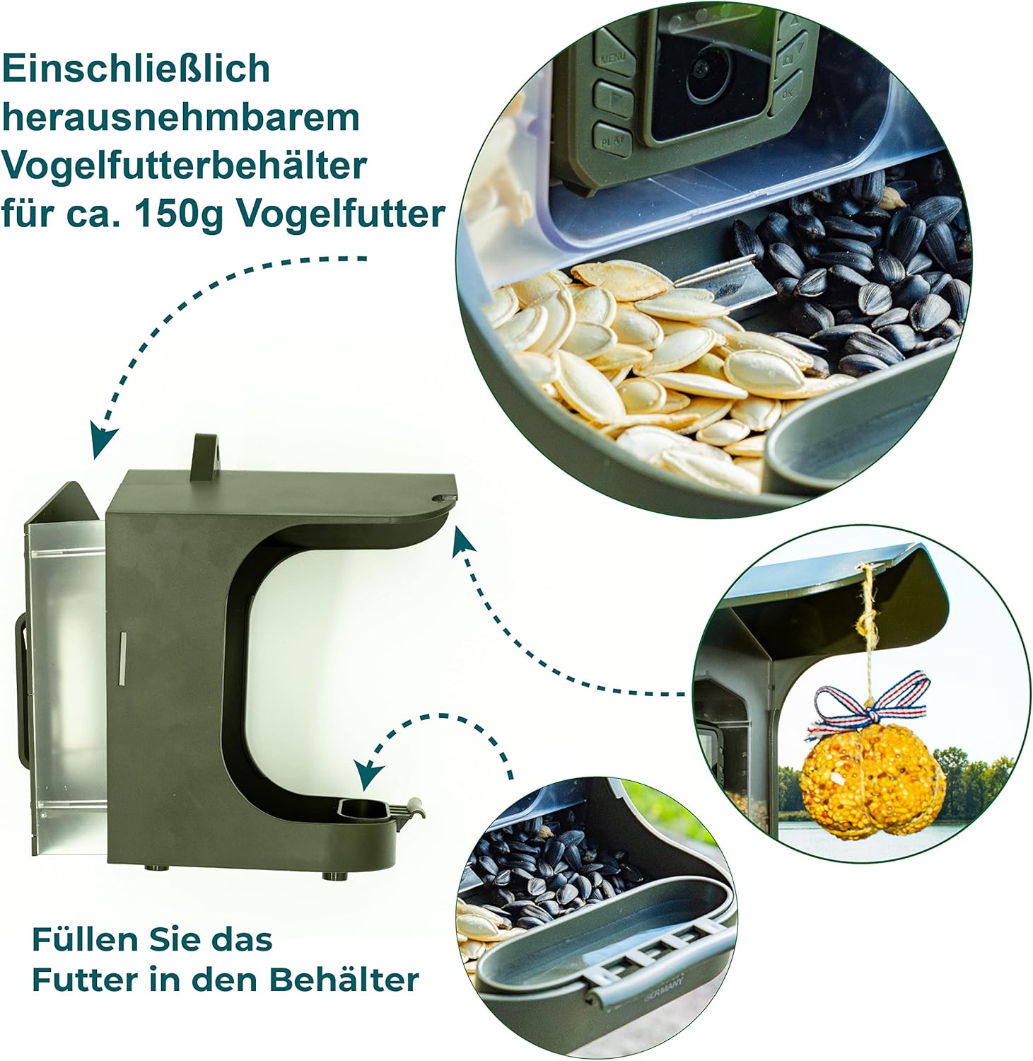 Detalle de Technaxx Full HD Bird Cam TX-165 – Outdoor-Überwachung mit 100° Weitwinkel und Zeitlupenfunktion