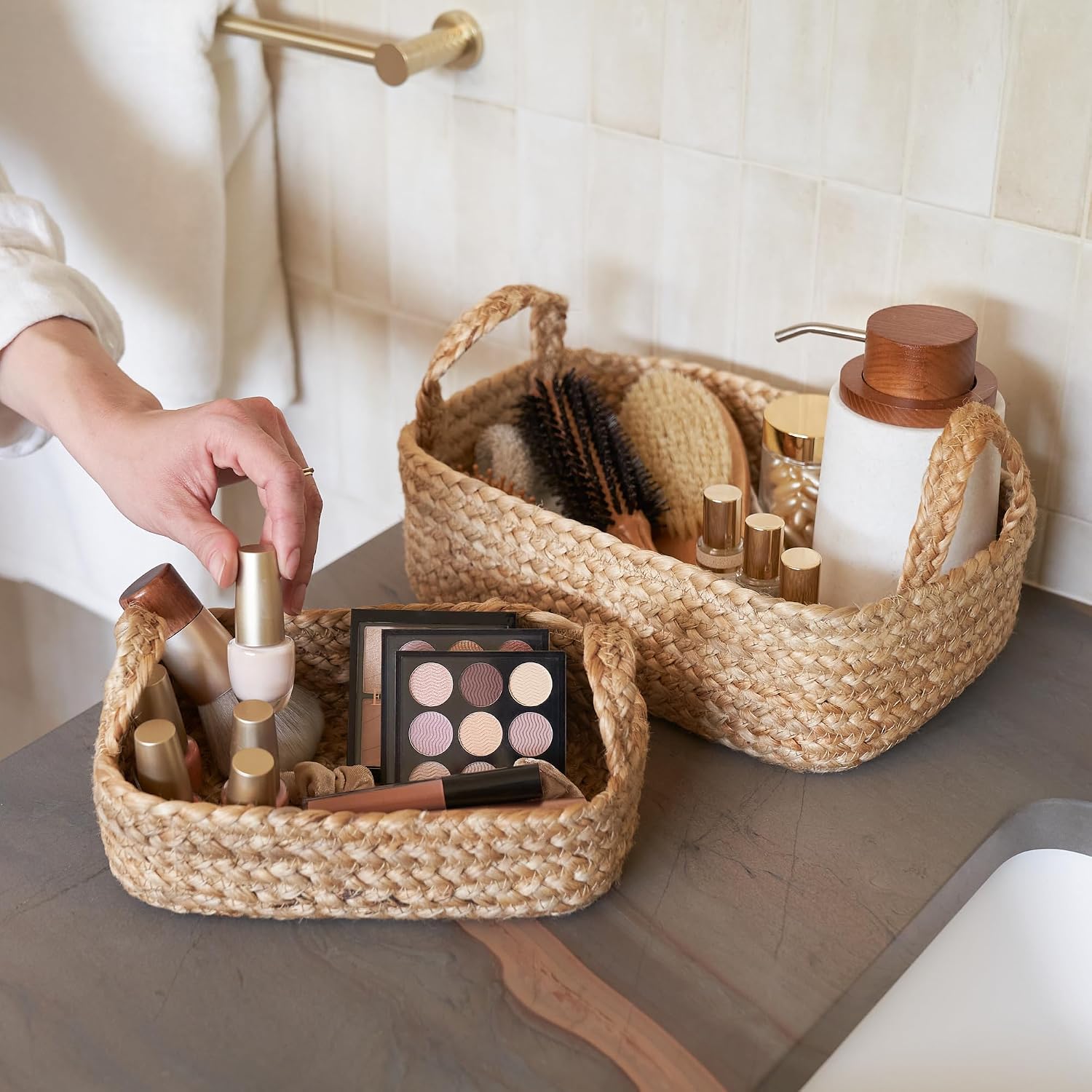 Thumbnail 5 de KIBAGA kiba-jutebaskets_24-030a Jute Storage Basket Set of 4 with Handles