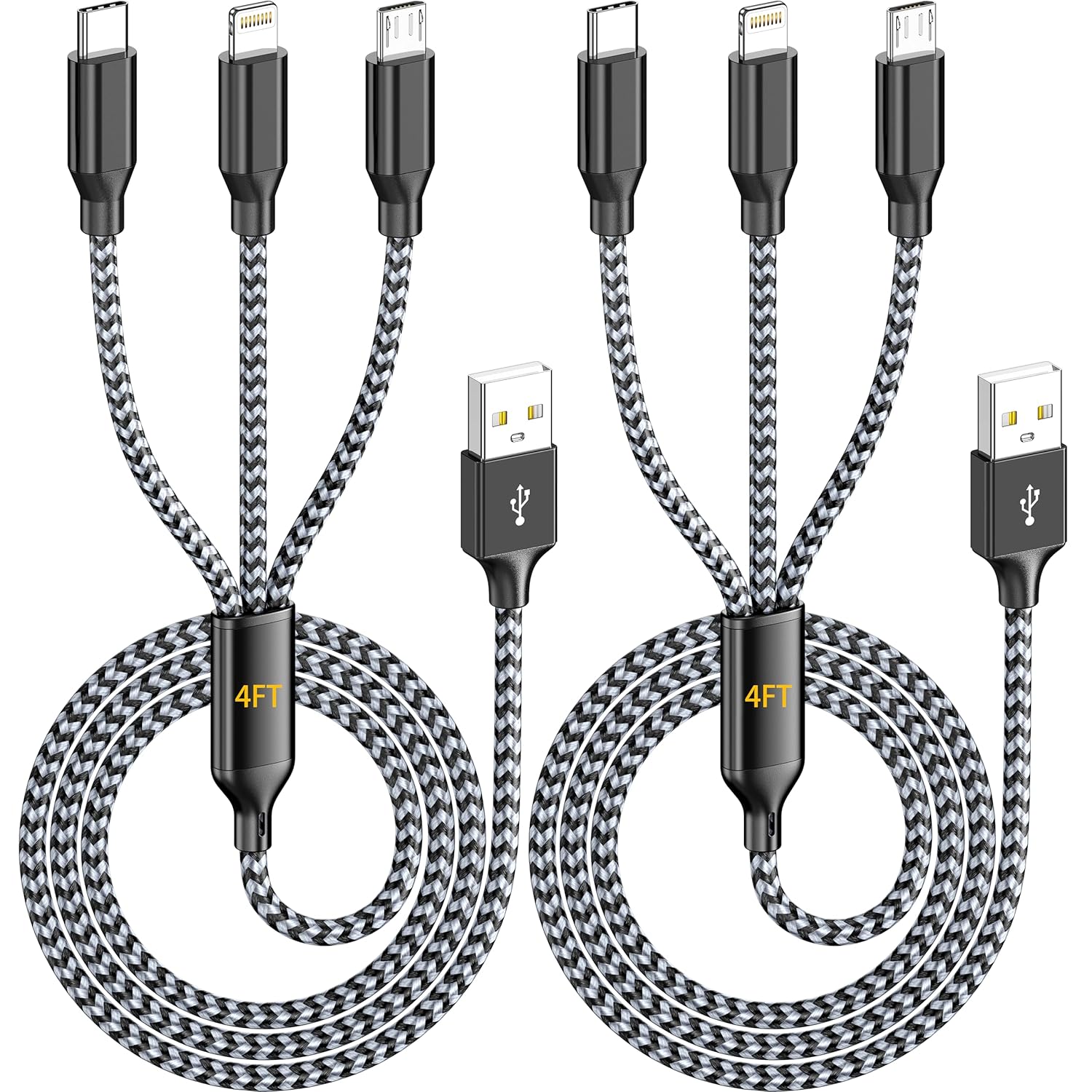 Thumbnail 6 de IDISON Multi Charging Cable (4ft, 3-Pack) 3-in-1 USB-A/C + Lightning/Type-C Travel Charger