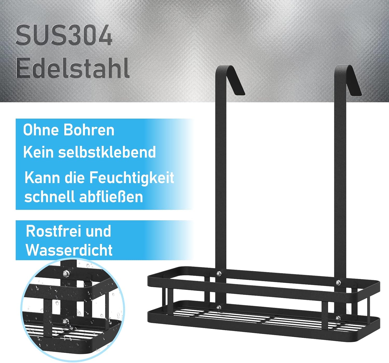 Thumbnail 5 de Bestdon Duschregal/Hängeregal in Schwarz (ohne Bohren) für die Duschwand, 34,5 × 12 × 40 cm