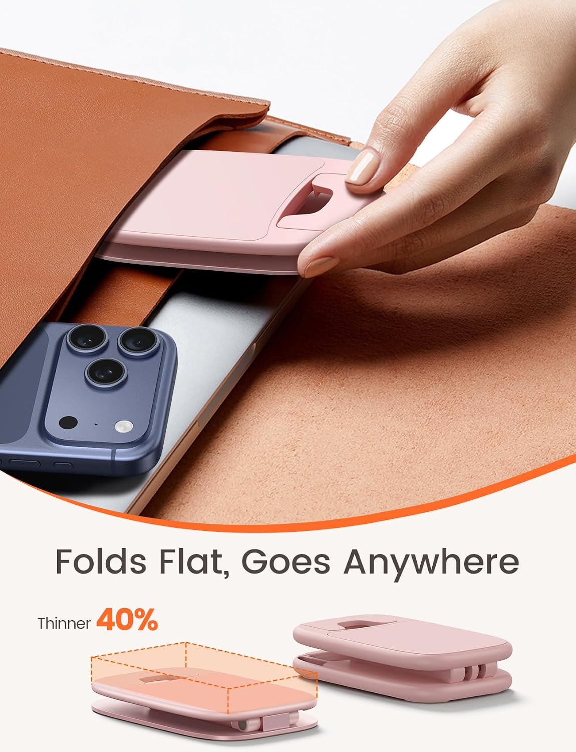 Detalle de Lamicall Foldable Ultra-Thin Pink Phone Stand, Adjustable and Portable