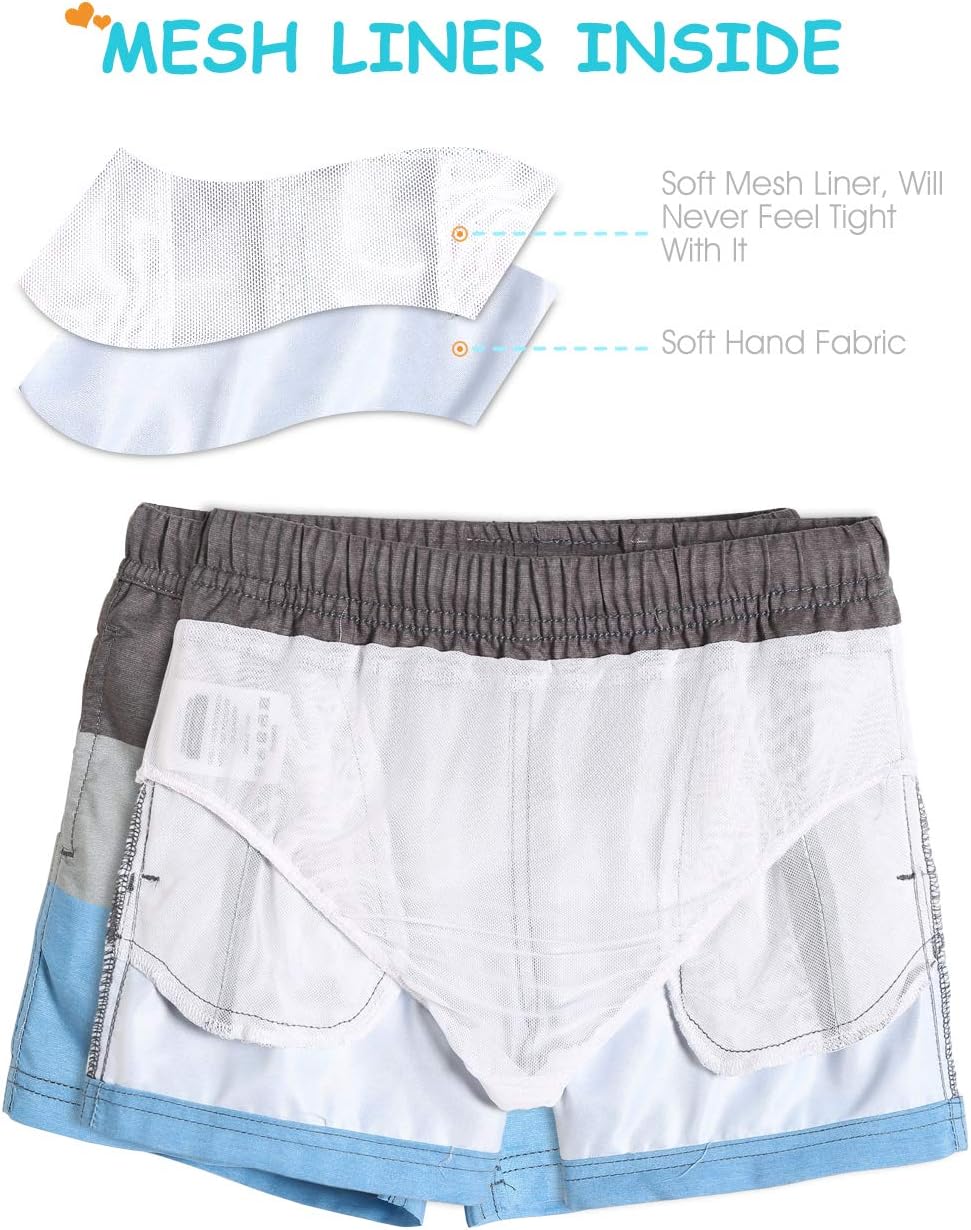 Detalle de MaaMgic Kleine Jungen Badeshorts Schnelltrocknend mit Mesh-Futter, 3 Taschen und Tunnelzug (MEHRWEG)